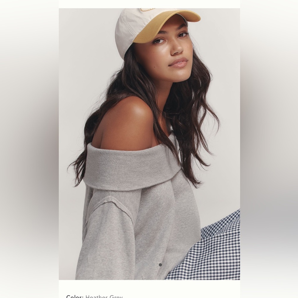 NWT PILCRO Off-Shoulder Gray Top - Picture 4 of 4